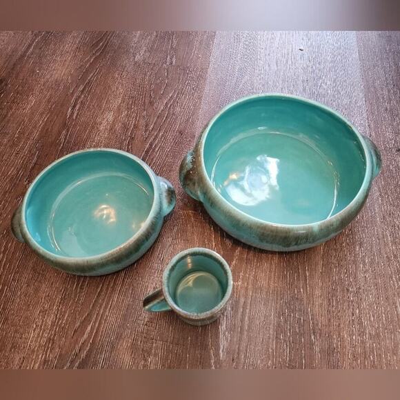 Jaska of California Cascade Ware Blue with Brown Drip Vintage 2 serving Bowls - Picture 6 of 16